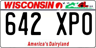 WI license plate 642XPO