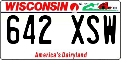 WI license plate 642XSW