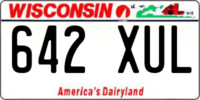 WI license plate 642XUL