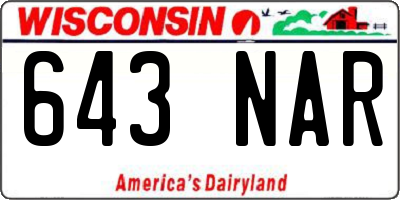 WI license plate 643NAR