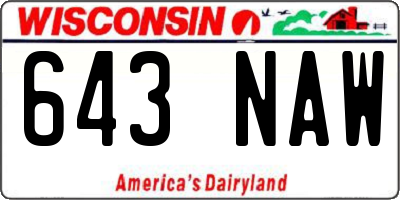 WI license plate 643NAW