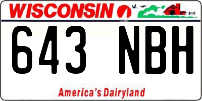 WI license plate 643NBH
