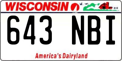 WI license plate 643NBI