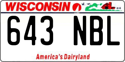 WI license plate 643NBL
