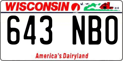 WI license plate 643NBO