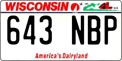 WI license plate 643NBP