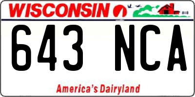 WI license plate 643NCA