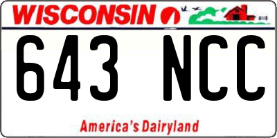 WI license plate 643NCC