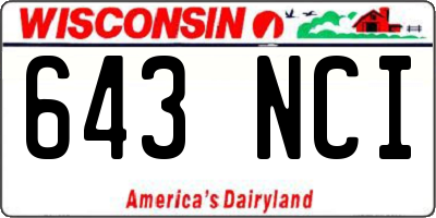 WI license plate 643NCI