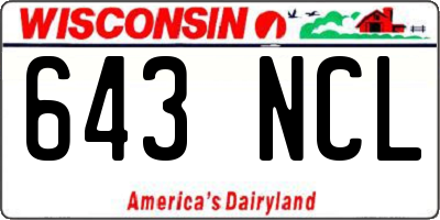 WI license plate 643NCL