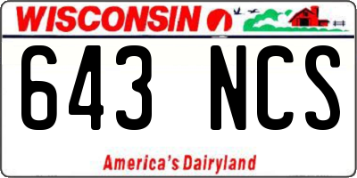 WI license plate 643NCS