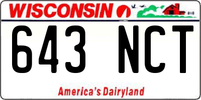 WI license plate 643NCT