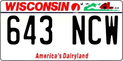 WI license plate 643NCW