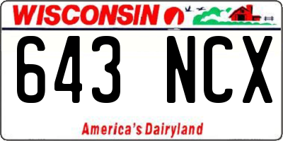 WI license plate 643NCX
