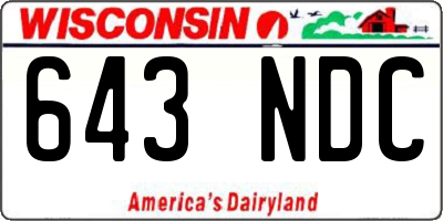 WI license plate 643NDC
