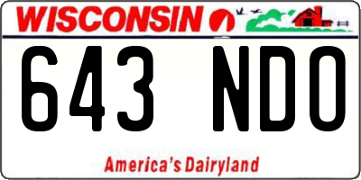 WI license plate 643NDO