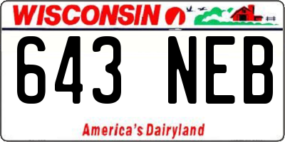 WI license plate 643NEB