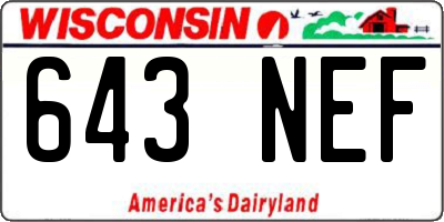 WI license plate 643NEF