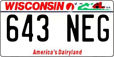 WI license plate 643NEG