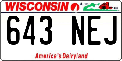 WI license plate 643NEJ