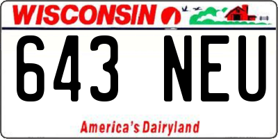 WI license plate 643NEU