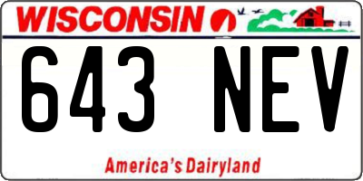 WI license plate 643NEV