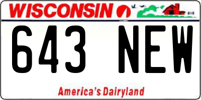 WI license plate 643NEW