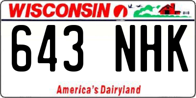 WI license plate 643NHK