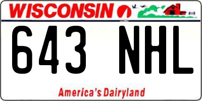WI license plate 643NHL
