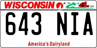 WI license plate 643NIA