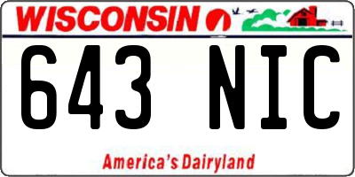 WI license plate 643NIC
