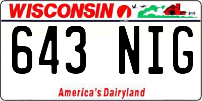 WI license plate 643NIG