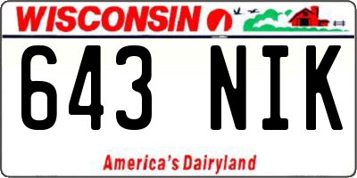 WI license plate 643NIK