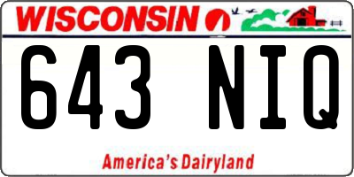 WI license plate 643NIQ
