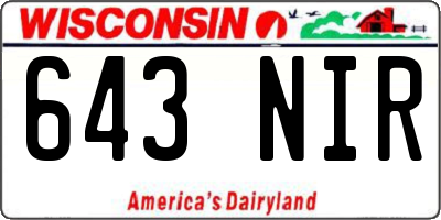 WI license plate 643NIR