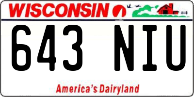 WI license plate 643NIU
