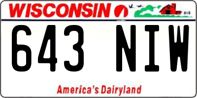 WI license plate 643NIW