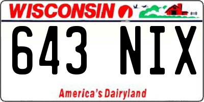 WI license plate 643NIX