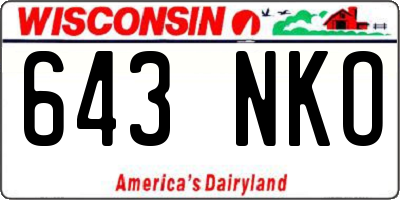WI license plate 643NKO