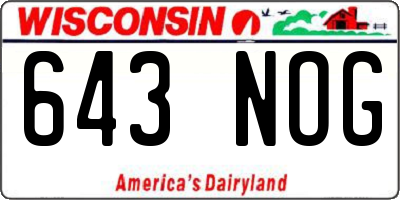 WI license plate 643NOG