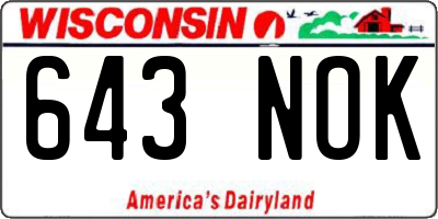 WI license plate 643NOK