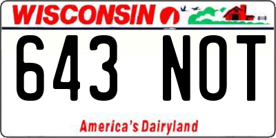 WI license plate 643NOT
