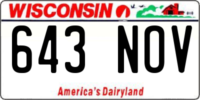 WI license plate 643NOV