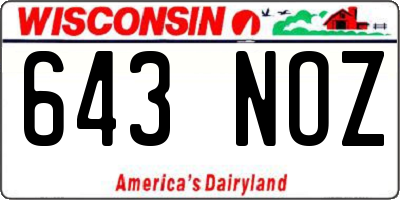 WI license plate 643NOZ