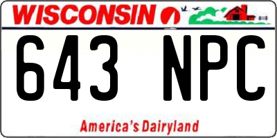 WI license plate 643NPC