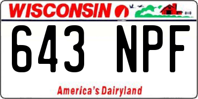 WI license plate 643NPF