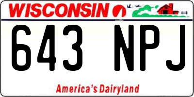 WI license plate 643NPJ