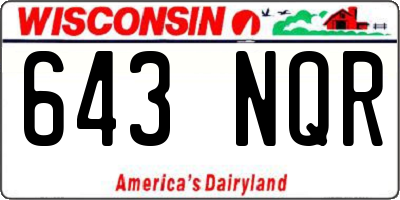 WI license plate 643NQR