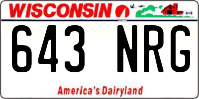 WI license plate 643NRG