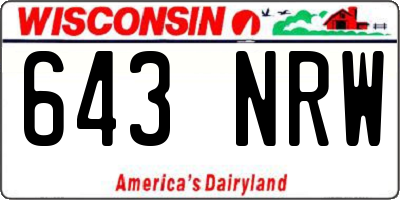 WI license plate 643NRW